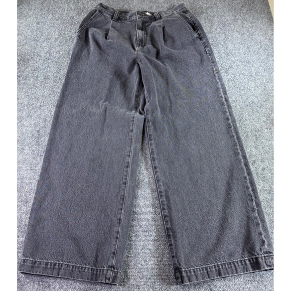 Madewell Denim - Madewell The Harlow Wide-Leg Jean Womens 29 Black Pleated High Rise Denim Pants